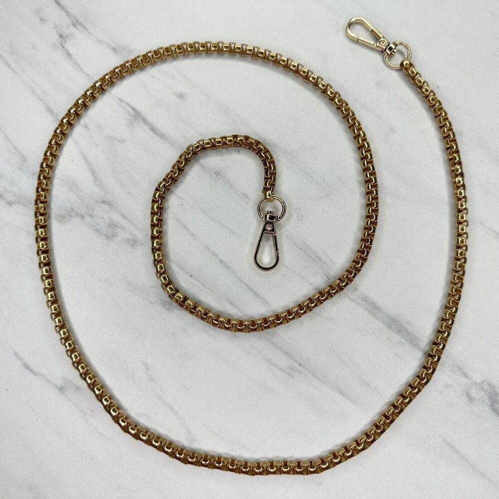 Gold Tone Box Chain Purse Replacement Strap 44" Crossbody ✨